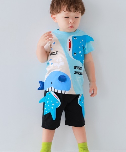 CHEEK ROOM(チークルーム)の「CHEEK ROOM/チークルーム くじらとさめ Tシャツ(Tシャツ/カットソー・キッズ・パープル/サックスブルー/ライトグリーン・90cm/100cm/110cm/120cm/130cm/80cm)」の14枚目の写真