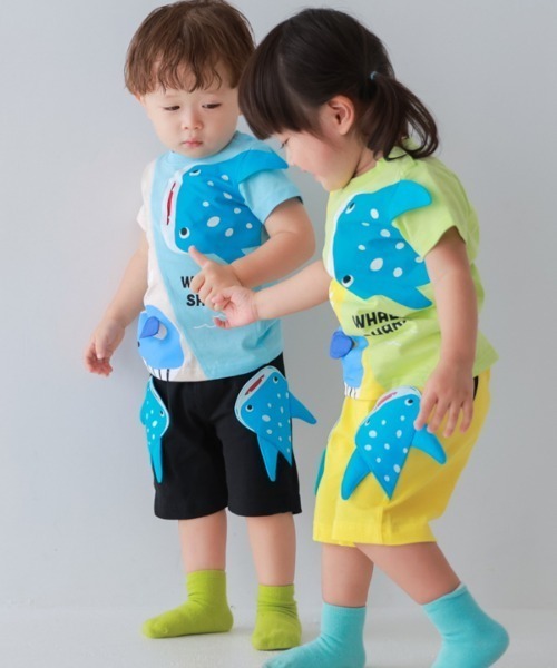 CHEEK ROOM(チークルーム)の「CHEEK ROOM/チークルーム くじらとさめ Tシャツ(Tシャツ/カットソー・キッズ・パープル/サックスブルー/ライトグリーン・90cm/100cm/110cm/120cm/130cm/80cm)」の7枚目の写真