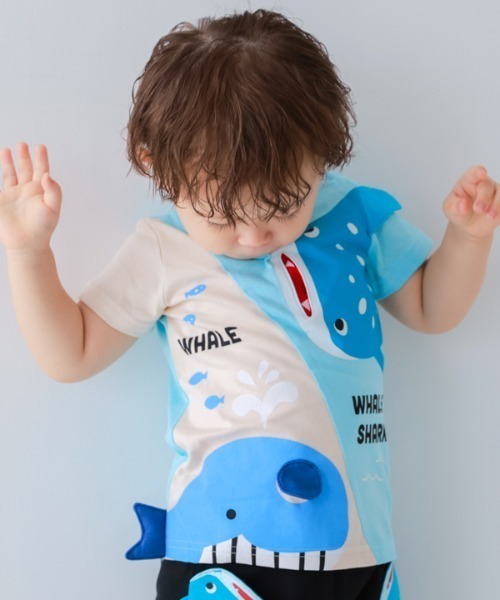 CHEEK ROOM(チークルーム)の「CHEEK ROOM/チークルーム くじらとさめ Tシャツ(Tシャツ/カットソー・キッズ・パープル/サックスブルー/ライトグリーン・90cm/100cm/110cm/120cm/130cm/80cm)」の12枚目の写真