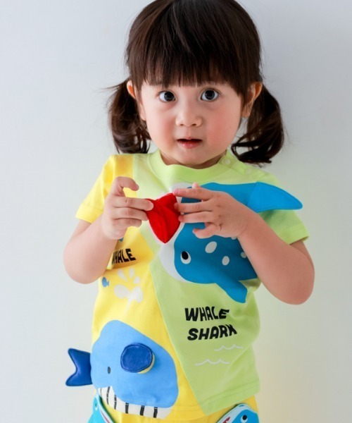 CHEEK ROOM(チークルーム)の「CHEEK ROOM/チークルーム くじらとさめ Tシャツ(Tシャツ/カットソー・キッズ・パープル/サックスブルー/ライトグリーン・90cm/100cm/110cm/120cm/130cm/80cm)」の9枚目の写真