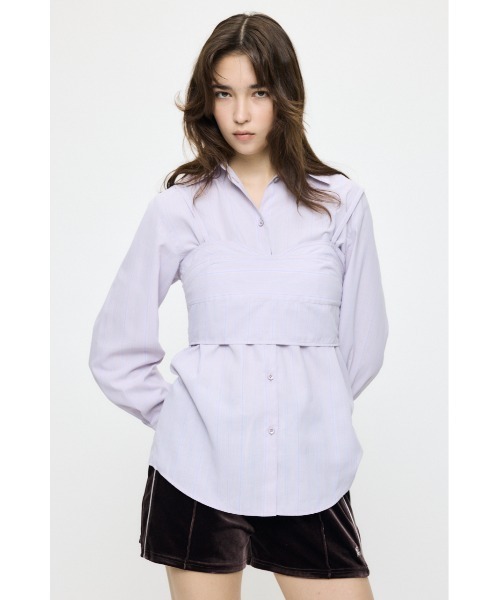 MOUSSY（マウジー）の「【26年SS新作】シャツ & ビスチェ セット（アンサンブル・レディース・ピンク系その他/ホワイト系その他/ブルー・FREE）」の5枚目の写真