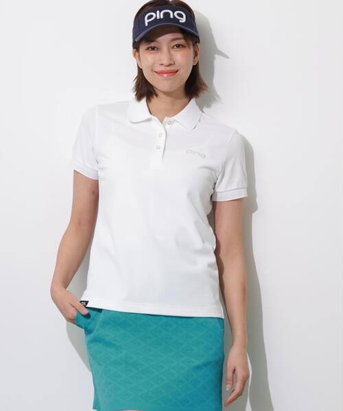 PING(ピン)の「【PING APPAREL】レイブロック半袖ポロシャツ <PERFORMANCE> (LADIES)(ポロシャツ・レディース・ホワイト/ブルー系その他/ブラック・L/LL/M/S)」の2枚目の写真