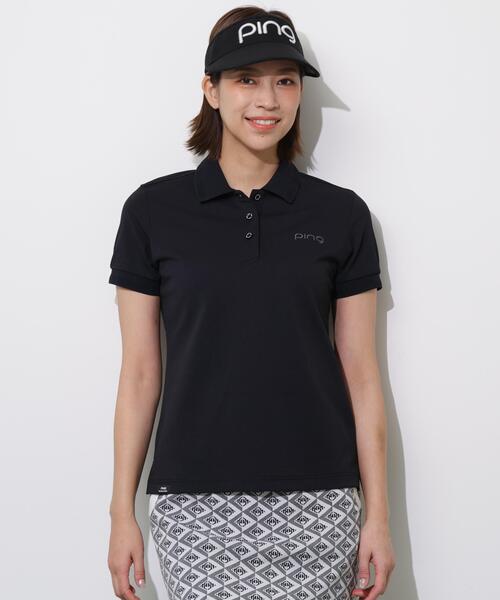 PING(ピン)の「【PING APPAREL】レイブロック半袖ポロシャツ <PERFORMANCE> (LADIES)(ポロシャツ・レディース・ホワイト/ブルー系その他/ブラック・L/LL/M/S)」の1枚目の写真