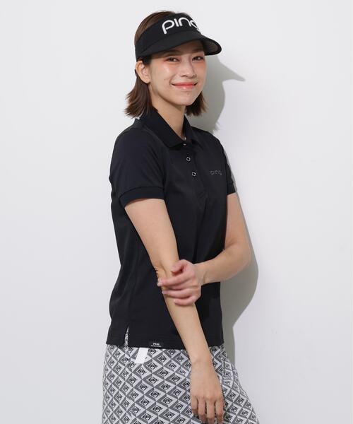 PING(ピン)の「【PING APPAREL】レイブロック半袖ポロシャツ <PERFORMANCE> (LADIES)(ポロシャツ・レディース・ホワイト/ブルー系その他/ブラック・L/LL/M/S)」の4枚目の写真