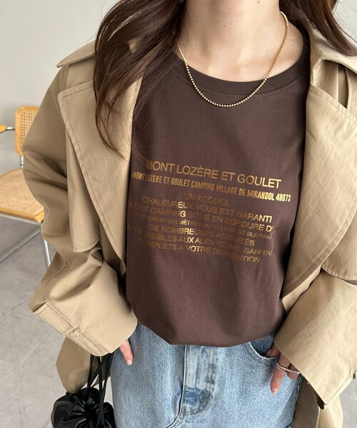 DISCOAT(ディスコート)の「箔プリントTシャツ(Tシャツ/カットソー・レディース・オフホワイト/ライトベージュ/ブラウン・FREE)」の13枚目の写真