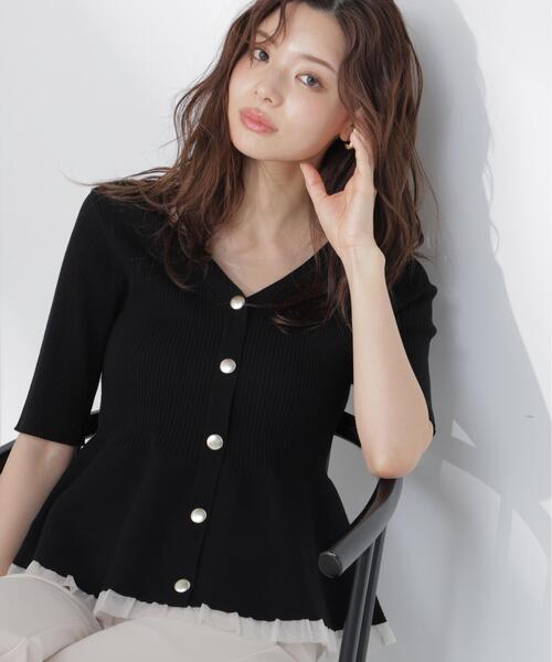 PROPORTION BODY DRESSING(プロポーションボディドレッシング)の「部分シアーペプラムニット / 1216170308(ニット/セーター・レディース・ピンク/ブラック/ブルー/グレー/ホワイト系その他/ホワイト・SMALL/MEDIUM)」の4枚目の写真