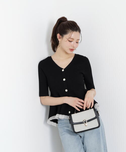 PROPORTION BODY DRESSING（プロポーションボディドレッシング）の「部分シアーペプラムニット / 1216170308（ニット/セーター・レディース・ピンク/ブラック/ブルー/グレー/ホワイト系その他/ホワイト・SMALL/MEDIUM）」の10枚目の写真