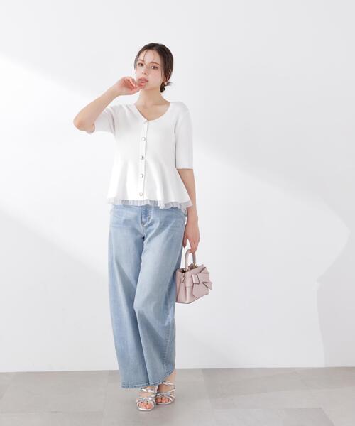 PROPORTION BODY DRESSING(プロポーションボディドレッシング)の「部分シアーペプラムニット / 1216170308(ニット/セーター・レディース・ピンク/ブラック/ブルー/グレー/ホワイト系その他/ホワイト・SMALL/MEDIUM)」の7枚目の写真