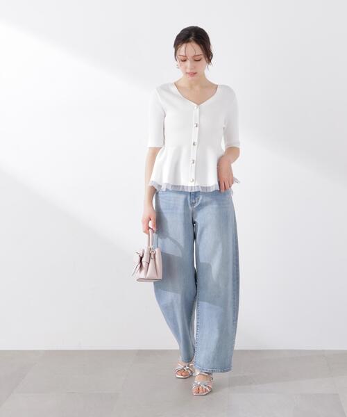 PROPORTION BODY DRESSING(プロポーションボディドレッシング)の「部分シアーペプラムニット / 1216170308(ニット/セーター・レディース・ピンク/ブラック/ブルー/グレー/ホワイト系その他/ホワイト・SMALL/MEDIUM)」の8枚目の写真
