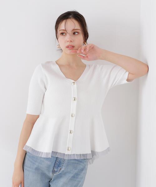PROPORTION BODY DRESSING(プロポーションボディドレッシング)の「部分シアーペプラムニット / 1216170308(ニット/セーター・レディース・ピンク/ブラック/ブルー/グレー/ホワイト系その他/ホワイト・SMALL/MEDIUM)」の9枚目の写真