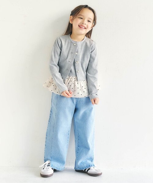 apres les cours（アプレレクール）の「カーディガン&裾バルーンインナー2Pセット（アンサンブル・キッズ・グレー/アイボリー・90/100/110/120/130/140）」の6枚目の写真