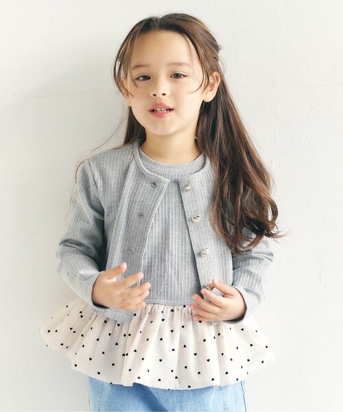 apres les cours（アプレレクール）の「カーディガン&裾バルーンインナー2Pセット（アンサンブル・キッズ・グレー/アイボリー・90/100/110/120/130/140）」の10枚目の写真