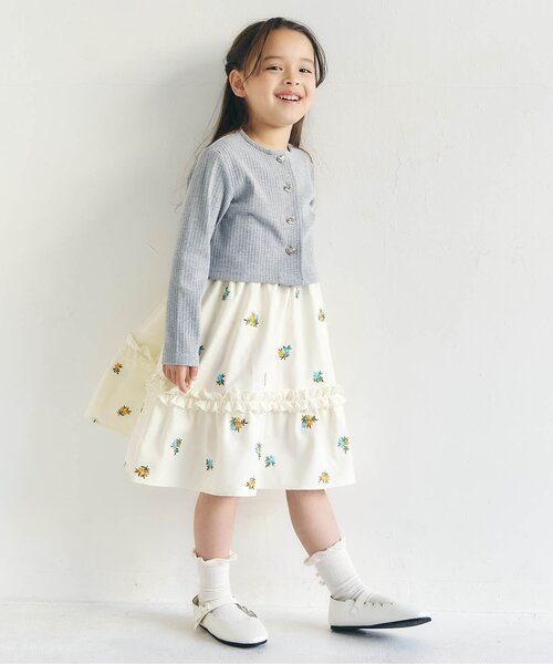 apres les cours（アプレレクール）の「カーディガン&裾バルーンインナー2Pセット（アンサンブル・キッズ・グレー/アイボリー・90/100/110/120/130/140）」の11枚目の写真