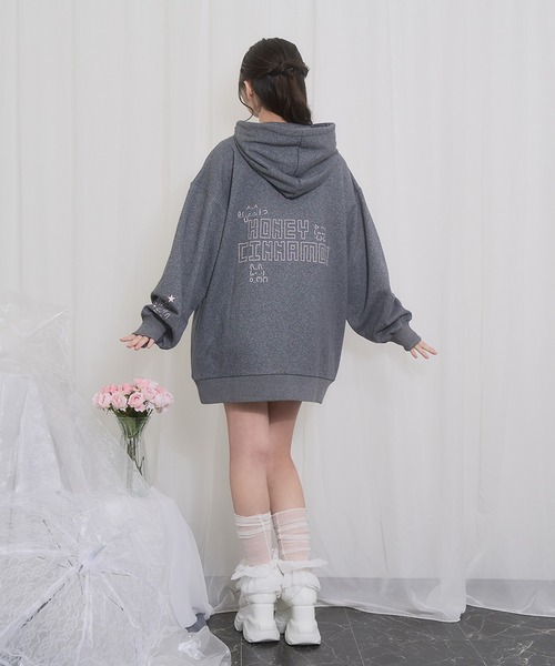 Honey Cinnamon（ハニーシナモン）の「EMOJIジップパーカー（パーカー・レディース・チャコール/ブラック・FREE）」の11枚目の写真