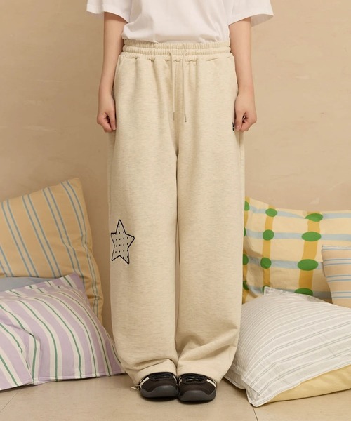 WaiKei（ワイケイ）の「セットアップ着用可能【UNISEX】Wai Kei／アップリケドットパンツ（スウェットパンツ・レディース・ブラック/ナチュラル・MEDIUM/LARGE）」の7枚目の写真