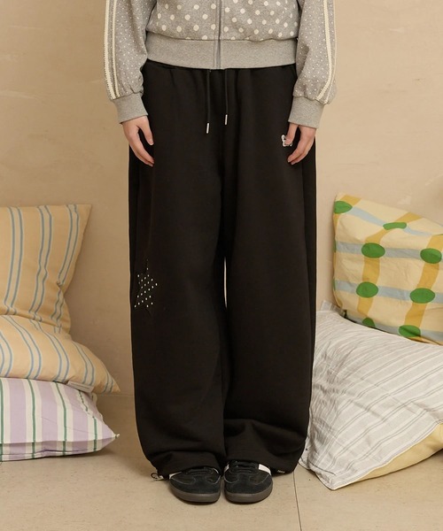 WaiKei（ワイケイ）の「セットアップ着用可能【UNISEX】Wai Kei／アップリケドットパンツ（スウェットパンツ・レディース・ブラック/ナチュラル・MEDIUM/LARGE）」の11枚目の写真