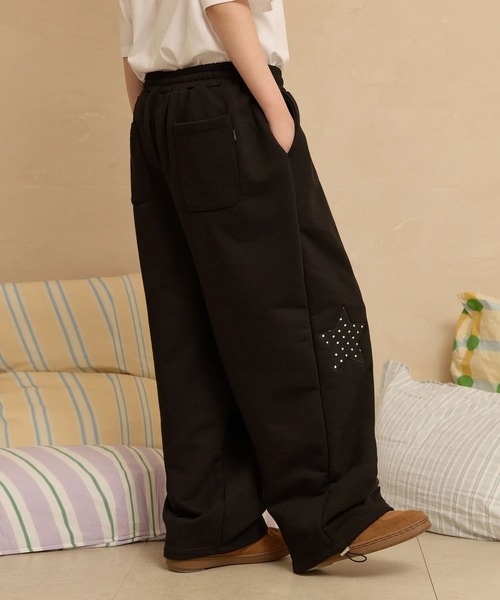 WaiKei（ワイケイ）の「セットアップ着用可能【UNISEX】Wai Kei／アップリケドットパンツ（スウェットパンツ・レディース・ブラック/ナチュラル・MEDIUM/LARGE）」の14枚目の写真
