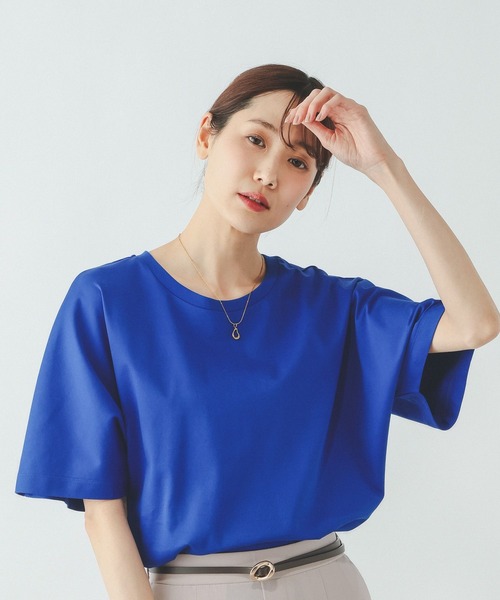 GLOBAL WORK(グローバルワーク)の「リッチクリーン透けにくいドルマンプルオーバー/636794(Tシャツ/カットソー・レディース・ダークグレー/ホワイト/ブラック/ブルー・MEDIUM/SMALL/LARGE)」の1枚目の写真