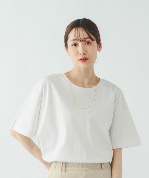 GLOBAL WORK(グローバルワーク)の「リッチクリーン透けにくいドルマンプルオーバー/636794(Tシャツ/カットソー・レディース・ダークグレー/ホワイト/ブラック/ブルー・MEDIUM/SMALL/LARGE)」の7枚目の写真