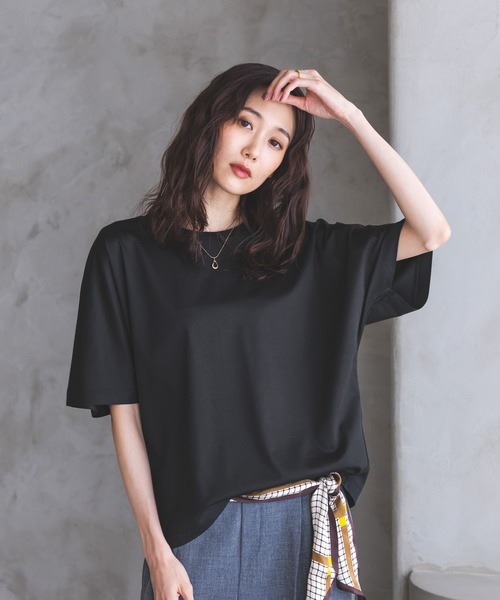 GLOBAL WORK（グローバルワーク）の「リッチクリーン透けにくいドルマンプルオーバー/636794（Tシャツ/カットソー・レディース・ダークグレー/ホワイト/ブラック/ブルー・MEDIUM/SMALL/LARGE）」の8枚目の写真