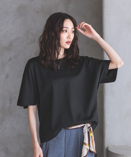 GLOBAL WORK（グローバルワーク）の「リッチクリーン透けにくいドルマンプルオーバー/636794（Tシャツ/カットソー・レディース・ダークグレー/ホワイト/ブラック/ブルー・MEDIUM/SMALL/LARGE）」の9枚目の写真