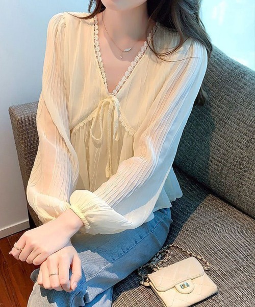 SallyLunn(サリーラン)の「シアー楊柳レースブラウス(シャツ/ブラウス・レディース・ブラック/アイボリー・LARGE)」の3枚目の写真
