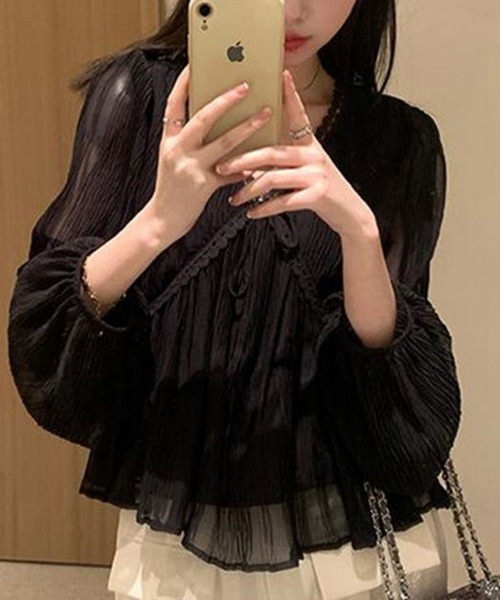 SallyLunn(サリーラン)の「シアー楊柳レースブラウス(シャツ/ブラウス・レディース・ブラック/アイボリー・LARGE)」の15枚目の写真