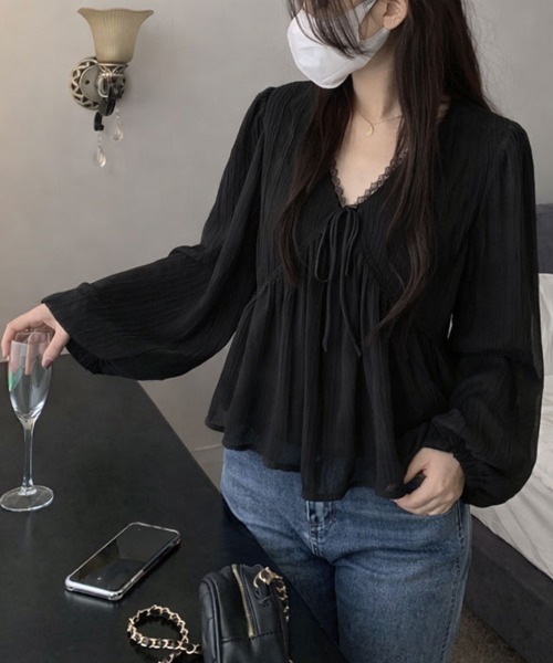 SallyLunn(サリーラン)の「シアー楊柳レースブラウス(シャツ/ブラウス・レディース・ブラック/アイボリー・LARGE)」の16枚目の写真