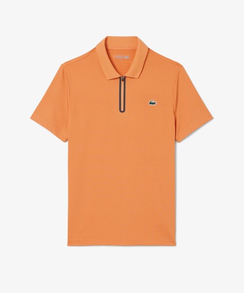 LACOSTE(ラコステ)の「UVカット ウルトラドライ コートジャカードジップポロシャツ(ポロシャツ・メンズ・オレンジ/ネイビー・4/5/3)」の9枚目の写真