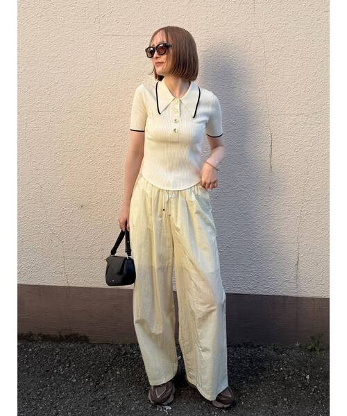 LAGUNAMOON（ラグナムーン）の「ウエストレースリラックスパンツ セットアップ（その他パンツ・レディース・アイボリー/ブラウン・SMALL/MEDIUM）」の5枚目の写真