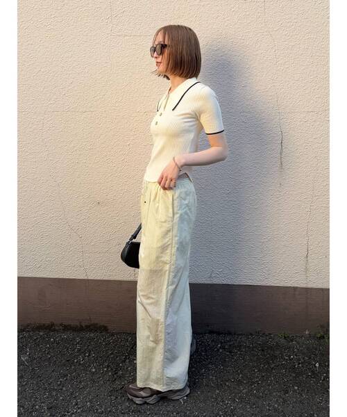 LAGUNAMOON（ラグナムーン）の「ウエストレースリラックスパンツ セットアップ（その他パンツ・レディース・アイボリー/ブラウン・SMALL/MEDIUM）」の6枚目の写真