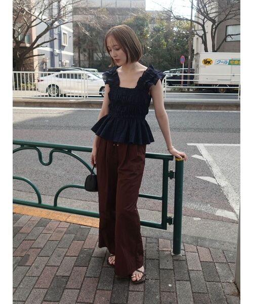 LAGUNAMOON（ラグナムーン）の「ウエストレースリラックスパンツ セットアップ（その他パンツ・レディース・アイボリー/ブラウン・SMALL/MEDIUM）」の17枚目の写真