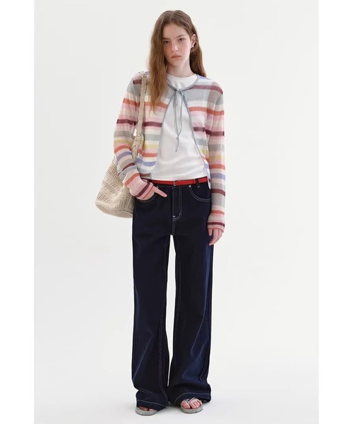 Fano Studios（ファノ ストゥディオズ）の「ストレート コントラストステッチ デニムパンツ FX26K001【Fano Studios】【2026SS】（デニムパンツ・レディース・ダークブルー・S/M/L）」の4枚目の写真