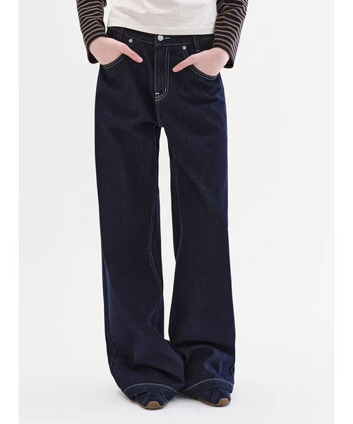 Fano Studios（ファノ ストゥディオズ）の「ストレート コントラストステッチ デニムパンツ FX26K001【Fano Studios】【2026SS】（デニムパンツ・レディース・ダークブルー・S/M/L）」の8枚目の写真