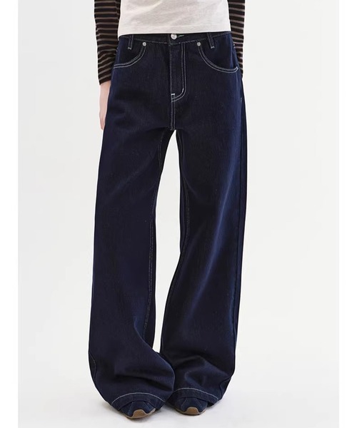Fano Studios（ファノ ストゥディオズ）の「ストレート コントラストステッチ デニムパンツ FX26K001【Fano Studios】【2026SS】（デニムパンツ・レディース・ダークブルー・S/M/L）」の10枚目の写真