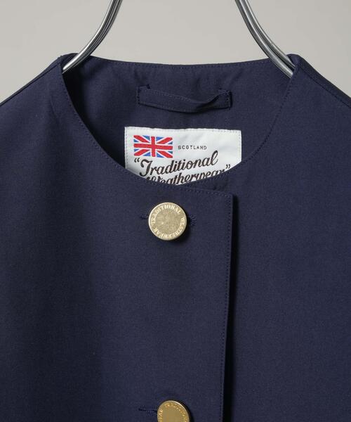 Traditional Weatherwear（トラディショナルウェザーウェア）の「Traditional Weatherwear/MALTON N/C SHORT（ノーカラーコート・レディース・ベージュ/ネイビー・32）」の7枚目の写真