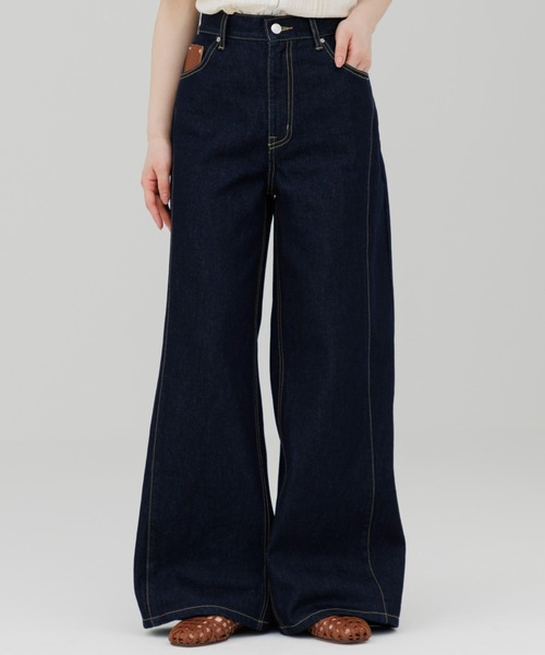 stitch line wide denim（ステッチラインワイドデニム）（デニムパンツ