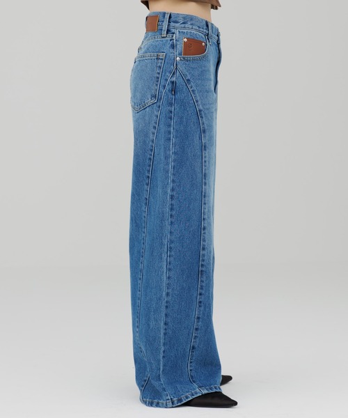SENEE（セニー）の「stitch line wide denim（ステッチラインワイド