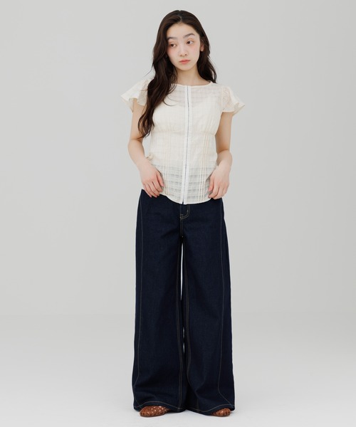 stitch line wide denim（ステッチラインワイドデニム）（デニムパンツ