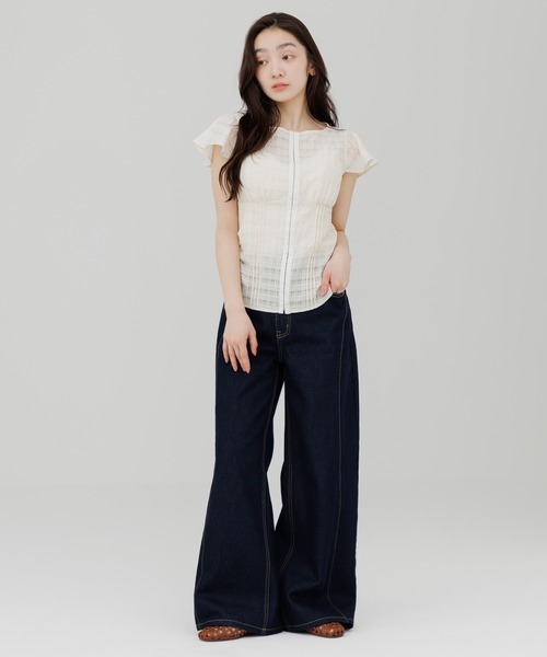 stitch line wide denim（ステッチラインワイドデニム）（デニムパンツ