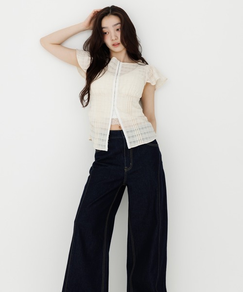 stitch line wide denim（ステッチラインワイドデニム）（デニムパンツ