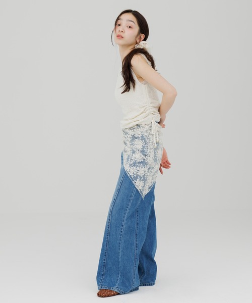 stitch line wide denim（ステッチラインワイドデニム）（デニムパンツ
