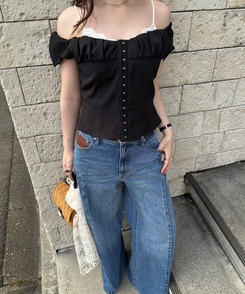 SENEE（セニー）の「stitch line wide denim（ステッチラインワイド