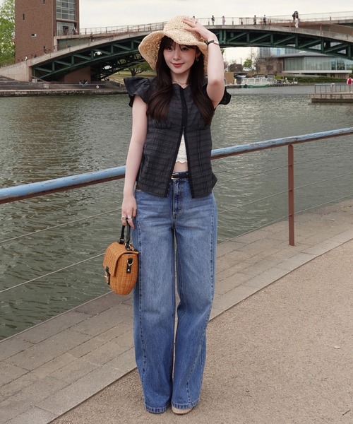 SENEE（セニー）の「stitch line wide denim（ステッチラインワイド
