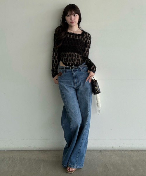 SENEE（セニー）の「stitch line wide denim（ステッチラインワイド