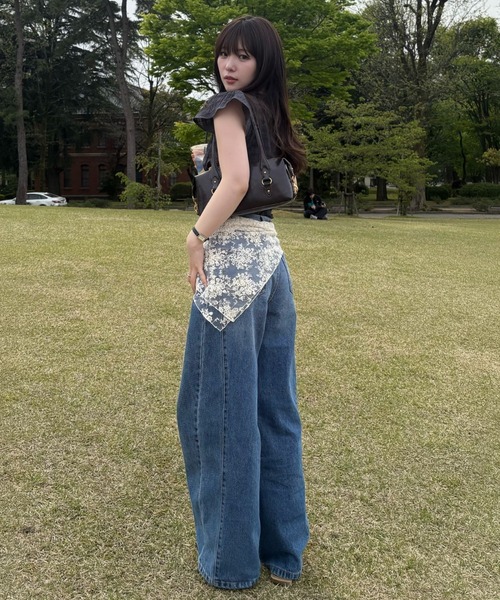SENEE（セニー）の「stitch line wide denim（ステッチラインワイド