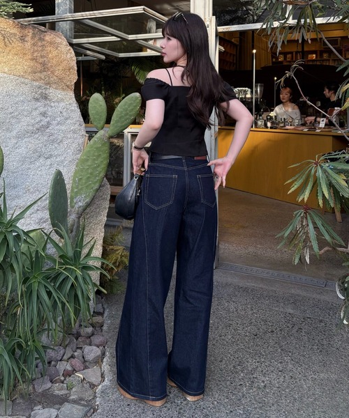 stitch line wide denim（ステッチラインワイドデニム）（デニムパンツ