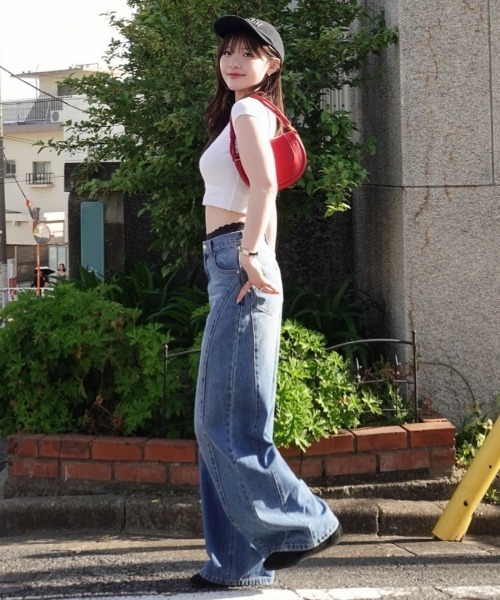 SENEE（セニー）の「stitch line wide denim（ステッチラインワイド
