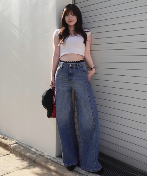 SENEE（セニー）の「stitch line wide denim（ステッチラインワイド