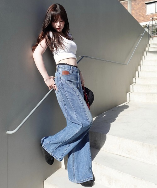 SENEE（セニー）の「stitch line wide denim（ステッチラインワイド